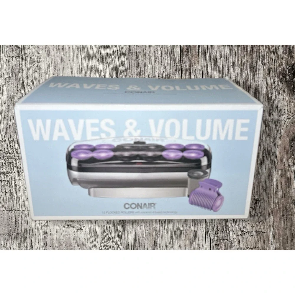 Conair Waves and Volume 12 Flocked Rollers Ceramic Infused Technology NEW IN BOX